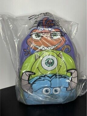 Loungefly Disney Monsters, Inc. Backpack Purple Blue Green Multicolor Triple Zip